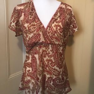 Red Paisley Georgette Top
